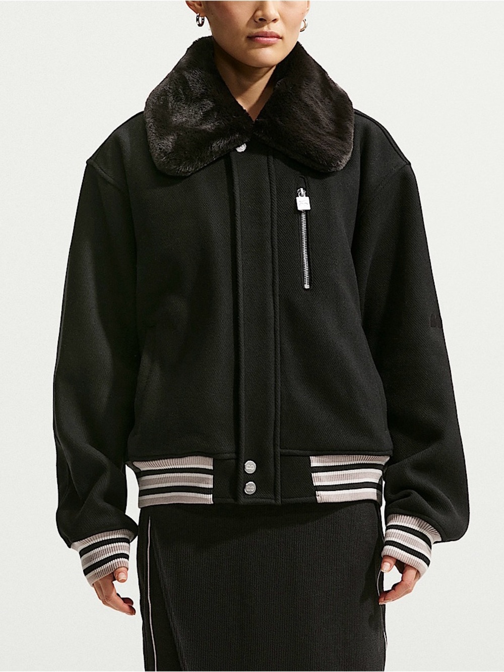 NWT $300 Nike Naomi Osaka Varsity Wool Oversized Jacket Women’s Medium Black